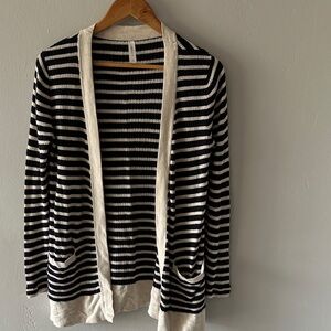 Gap Body Striped Navy and Ivory Open Sweater Cardigan
